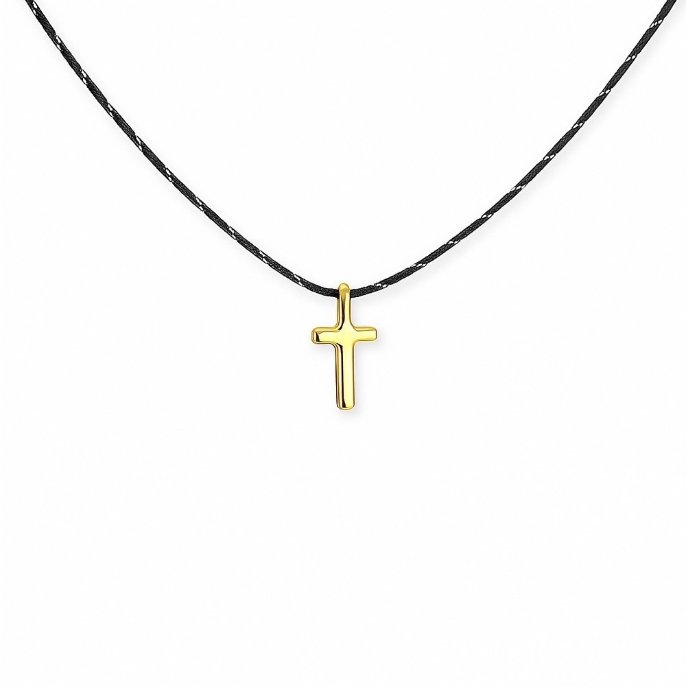 ⚜️ Unique Elegant Gold Cross Pendant Black Chain Necklace ⚜️💫❤️‍🔥
